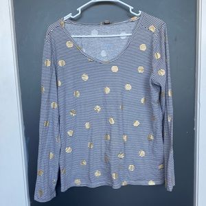 Loft striped T with gold polka dots